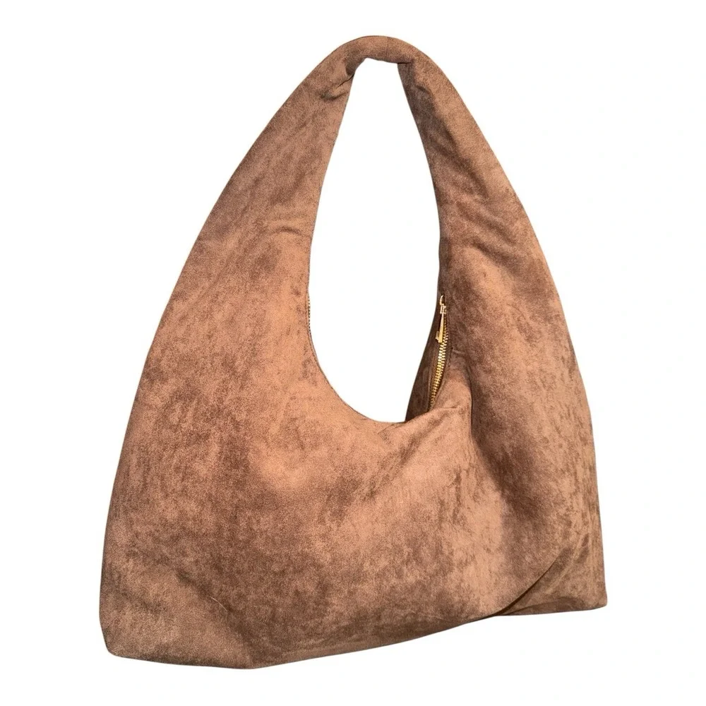 Faux Suede Hobo Shoulder Bag A New Day Target Slouchy Chocolate Brown Zipper